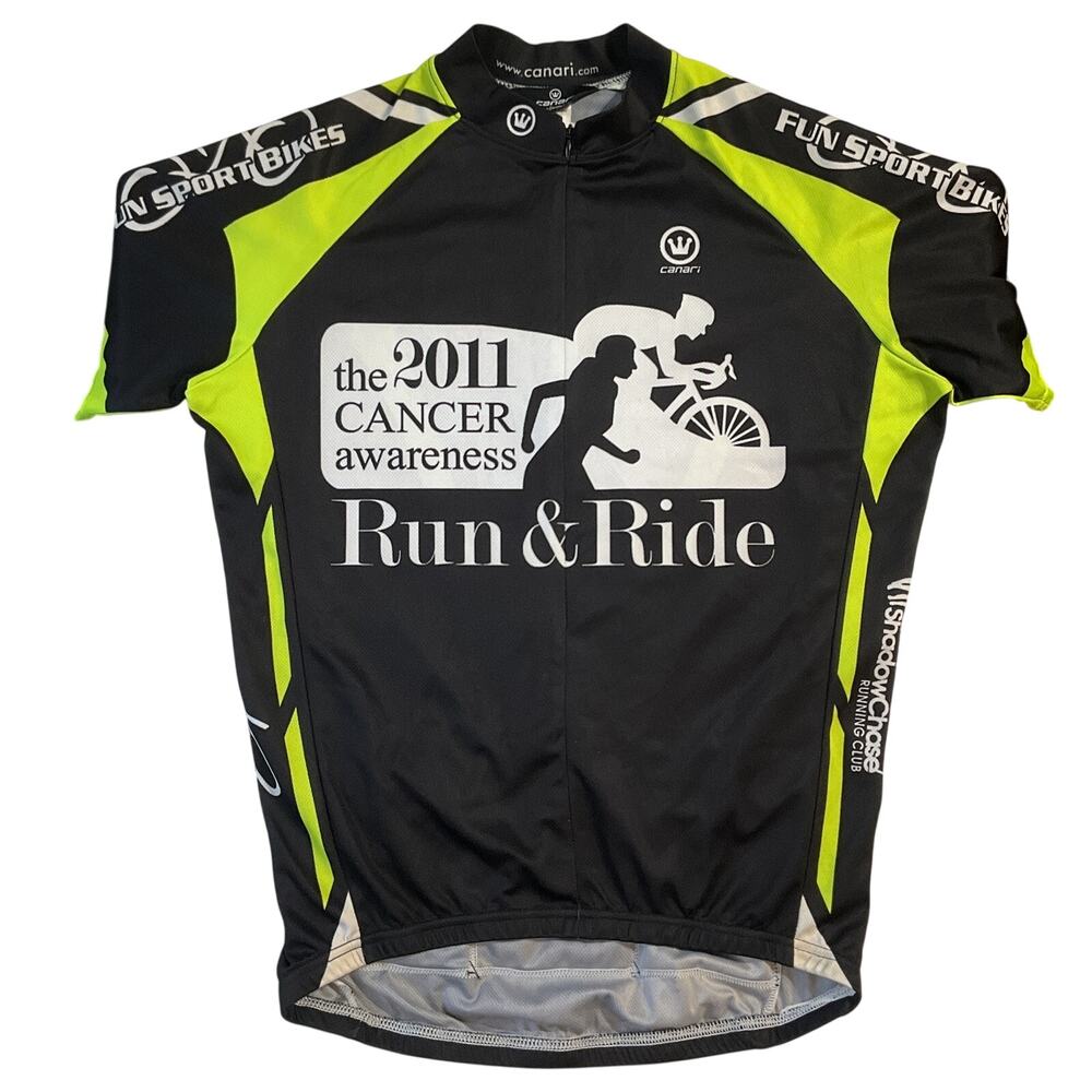 Canari Women Activewear Top L Black Cycling Jersey Colorblock Run & Ride Cancer